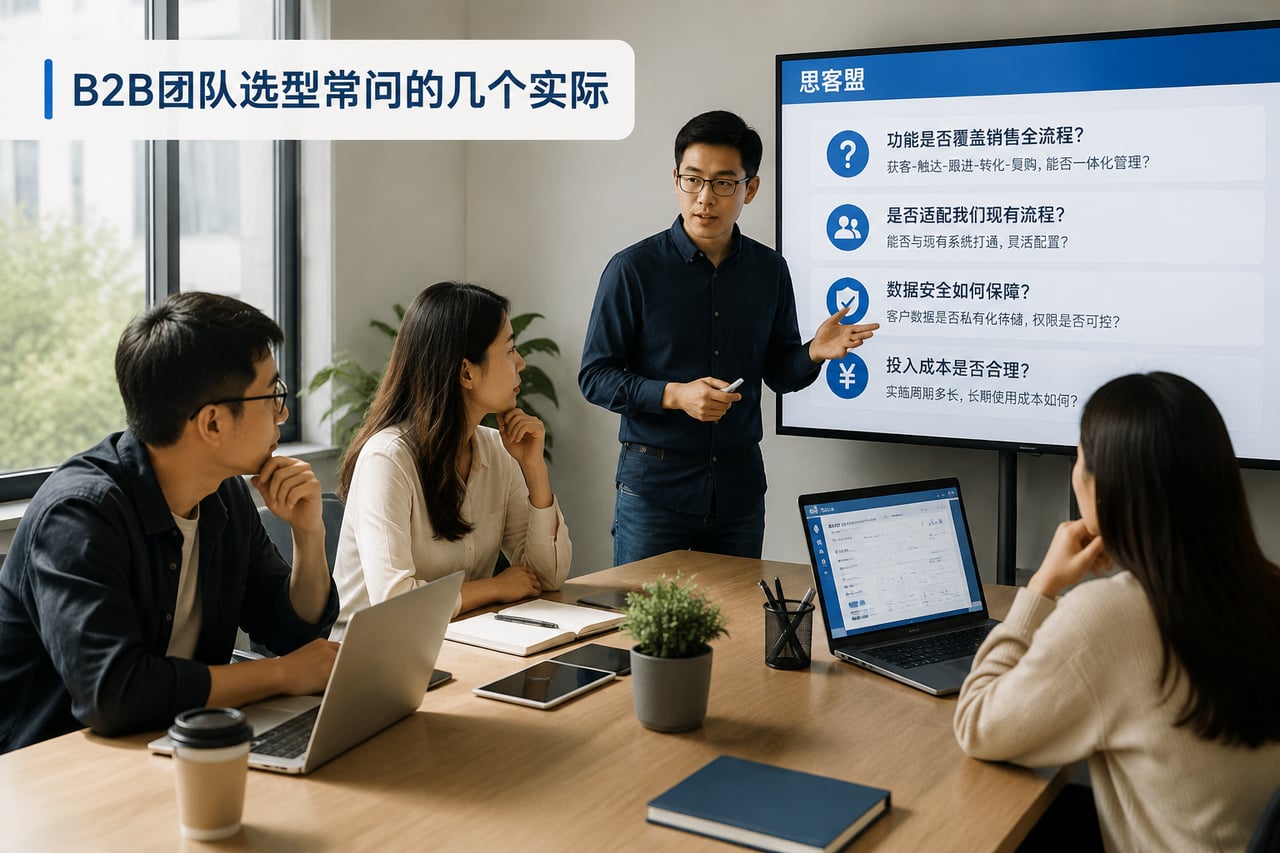 《B2B销售跟进客户选SCRM：别让原生企微拖慢转化节奏》 · B2B团队选型常问的几个实际问题