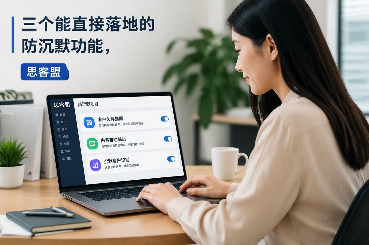 客户加企微易沉默?选私域SCRM别踩这几个坑 · 三个能直接落地的防沉默功能,不用靠销售口头承诺