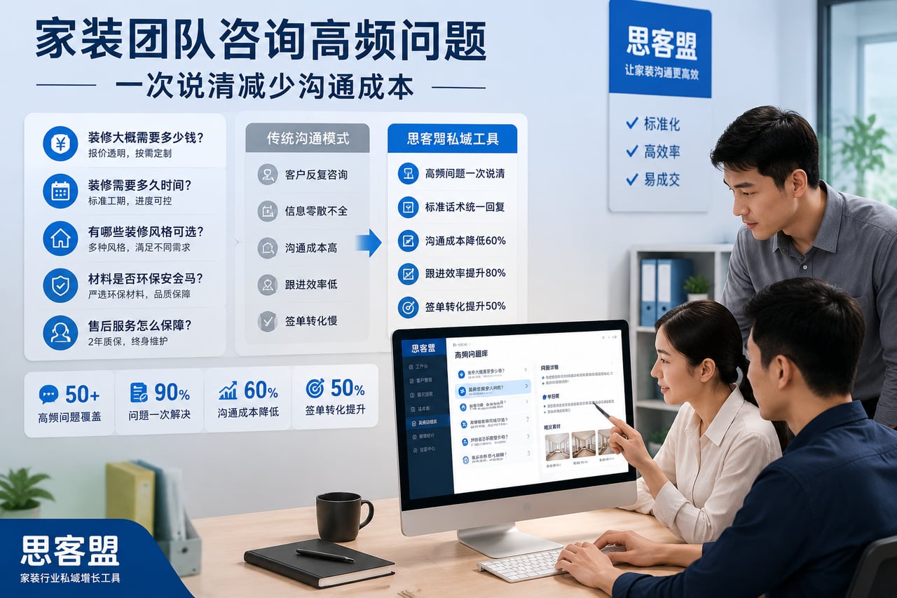 家装行业选企微私域工具:别让长周期跟进耗散签单机会 · 家装团队咨询高频问题:一次说清减少沟通成本