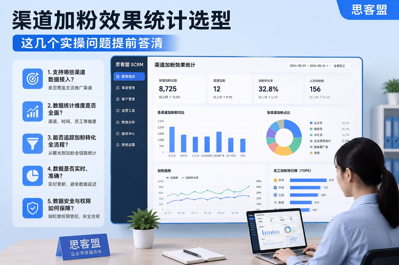 要统计各渠道加粉效果,企微SCRM该怎么选? · 渠道加粉效果统计选型:这几个实操问题提前答清